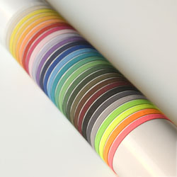 Dostupné barvy plochých gum: číslo pod gumou odpovídá číslu v seznamu